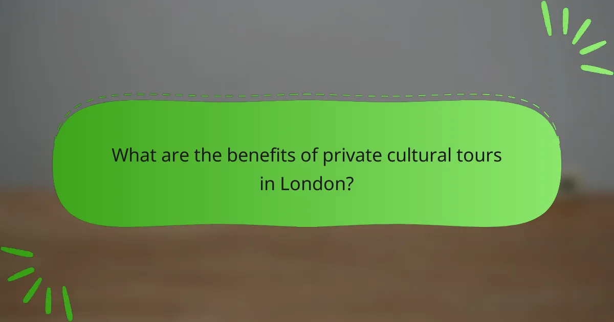 What are the benefits of private cultural tours in London?