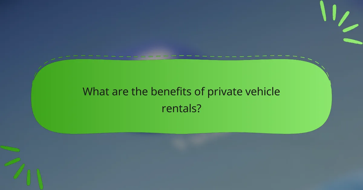 What are the benefits of private vehicle rentals?